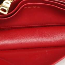 Miu Miu Red Matelassé Leather Wallet On Chain