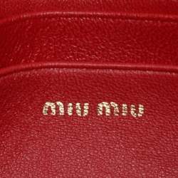 Miu Miu Red Matelassé Leather Wallet On Chain