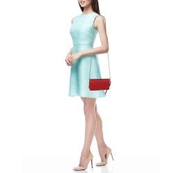 Miu Miu Red Matelassé Leather Wallet On Chain