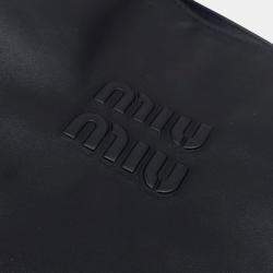 Miu Miu Black Leather Embossed Logo Shoulder Bag