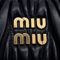 Miu Miu Black Leather Wander Matrasse Hobo Mini Bag