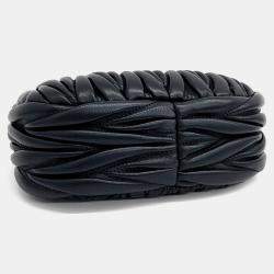 Miu Miu Black Leather Wander Matrasse Hobo Mini Bag