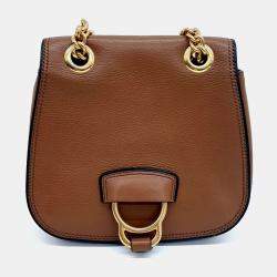 Miu Miu Brown Leather Dahlia Shoulder Bag