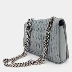 Miu Miu Grey Leather Matrasse Shoulder Bag