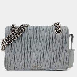 Miu Miu Grey Leather Matrasse Shoulder Bag