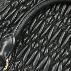 Miu Miu Crystal Black Lambskin Leather Tote Bag