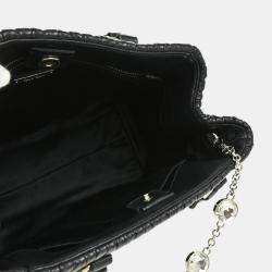 Miu Miu Crystal Black Lambskin Leather Tote Bag