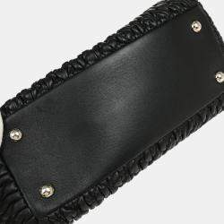 Miu Miu Crystal Black Lambskin Leather Tote Bag