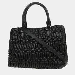 Miu Miu Crystal Black Lambskin Leather Tote Bag