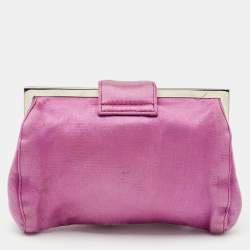 Miu Miu Pink Satin Frame Clutch