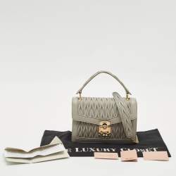 Miu Miu Grey Matelasse Leather Top Handle Bag