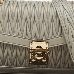 Miu Miu Grey Matelasse Leather Top Handle Bag
