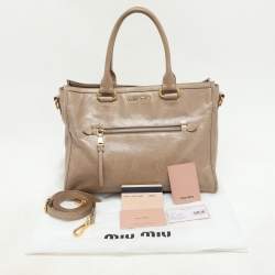 Miu Miu Beige Vitello Shine Leather Satchel