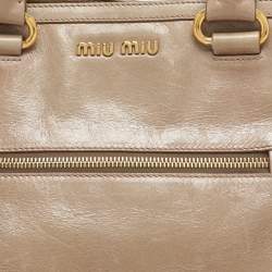 Miu Miu Beige Vitello Shine Leather Satchel