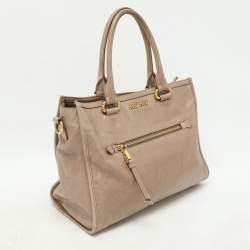 Miu Miu Beige Vitello Shine Leather Satchel