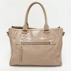 Miu Miu Beige Vitello Shine Leather Satchel