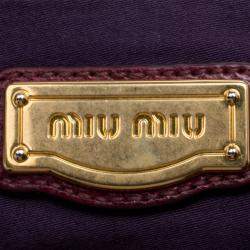Pre Owned Miu Miu Burgundy Matelasse Lux Leather Small Coffer Hobo