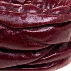 Pre Owned Miu Miu Burgundy Matelasse Lux Leather Small Coffer Hobo