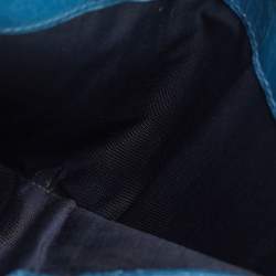 Pre Owned Miu Miu Blue Matelassé Leather Flap French Wallet