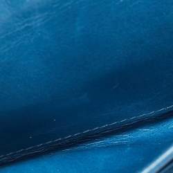 Pre Owned Miu Miu Blue Matelassé Leather Flap French Wallet