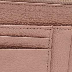Pre Owned Miu Miu Light Pink Leather Madras Zip Card Case