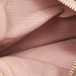 Pre Owned Miu Miu Light Pink Leather Madras Zip Card Case