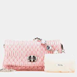 Miu Miu Pink Matelasse Nappa Crystal Chain Satchel