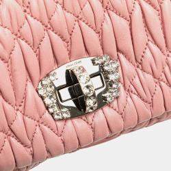 Miu Miu Pink Matelasse Nappa Crystal Chain Satchel