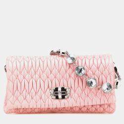 Miu Miu Pink Matelasse Nappa Crystal Chain Satchel