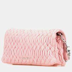 Miu Miu Pink Matelasse Nappa Crystal Chain Satchel