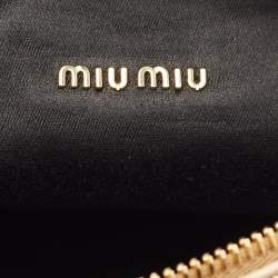 Pre Owned Miu Miu Gold Leather and Satin Crystals Embellished Chain Bag