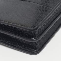 Pre Owned Miu Miu Black Snakeskin Embossed Leather Phone Wallet Crossbody Bag