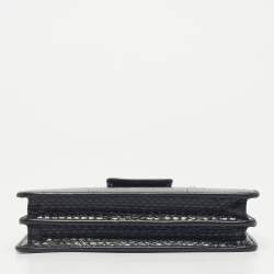 Pre Owned Miu Miu Black Snakeskin Embossed Leather Phone Wallet Crossbody Bag