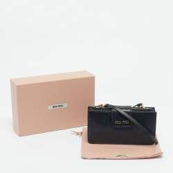 Pre Owned Miu Miu Black Snakeskin Embossed Leather Phone Wallet Crossbody Bag