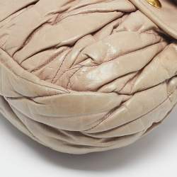 Pre Owned Miu Miu Pink Matelassé Lux Leather Small Coffer Hobo