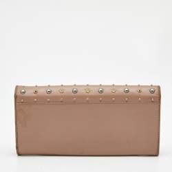 Pre Owned Miu Miu Mauve Leather Studded Flap Wallet