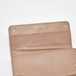 Pre Owned Miu Miu Mauve Leather Studded Flap Wallet