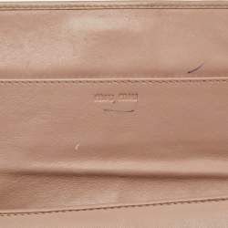 Pre Owned Miu Miu Mauve Leather Studded Flap Wallet