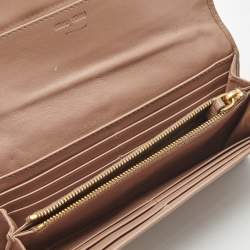 Pre Owned Miu Miu Mauve Leather Studded Flap Wallet