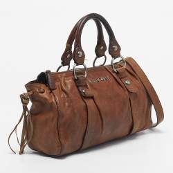 Pre Owned حقيبة ميو ميو جلد بني