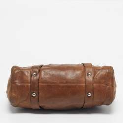 Pre Owned حقيبة ميو ميو جلد بني