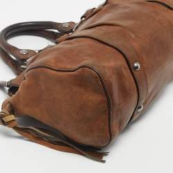 Pre Owned حقيبة ميو ميو جلد بني