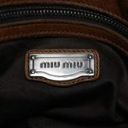 Pre Owned حقيبة ميو ميو جلد بني