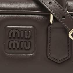Pre Owned Miu Miu Cocoa Brown Padded Leather Arcadie Top Handle Bag