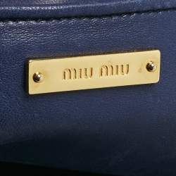 Pre Owned Miu Miu Blue Matelassé Leather Double Zip Tote