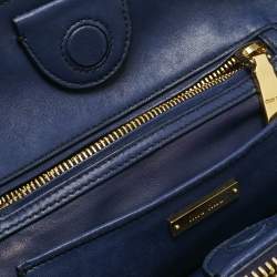 Pre Owned Miu Miu Blue Matelassé Leather Double Zip Tote