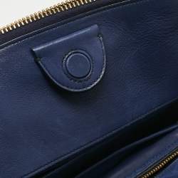 Pre Owned Miu Miu Blue Matelassé Leather Double Zip Tote