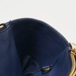 Pre Owned Miu Miu Blue Matelassé Leather Double Zip Tote
