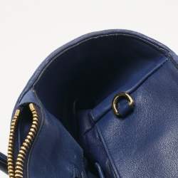 Pre Owned Miu Miu Blue Matelassé Leather Double Zip Tote