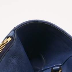 Pre Owned Miu Miu Blue Matelassé Leather Double Zip Tote